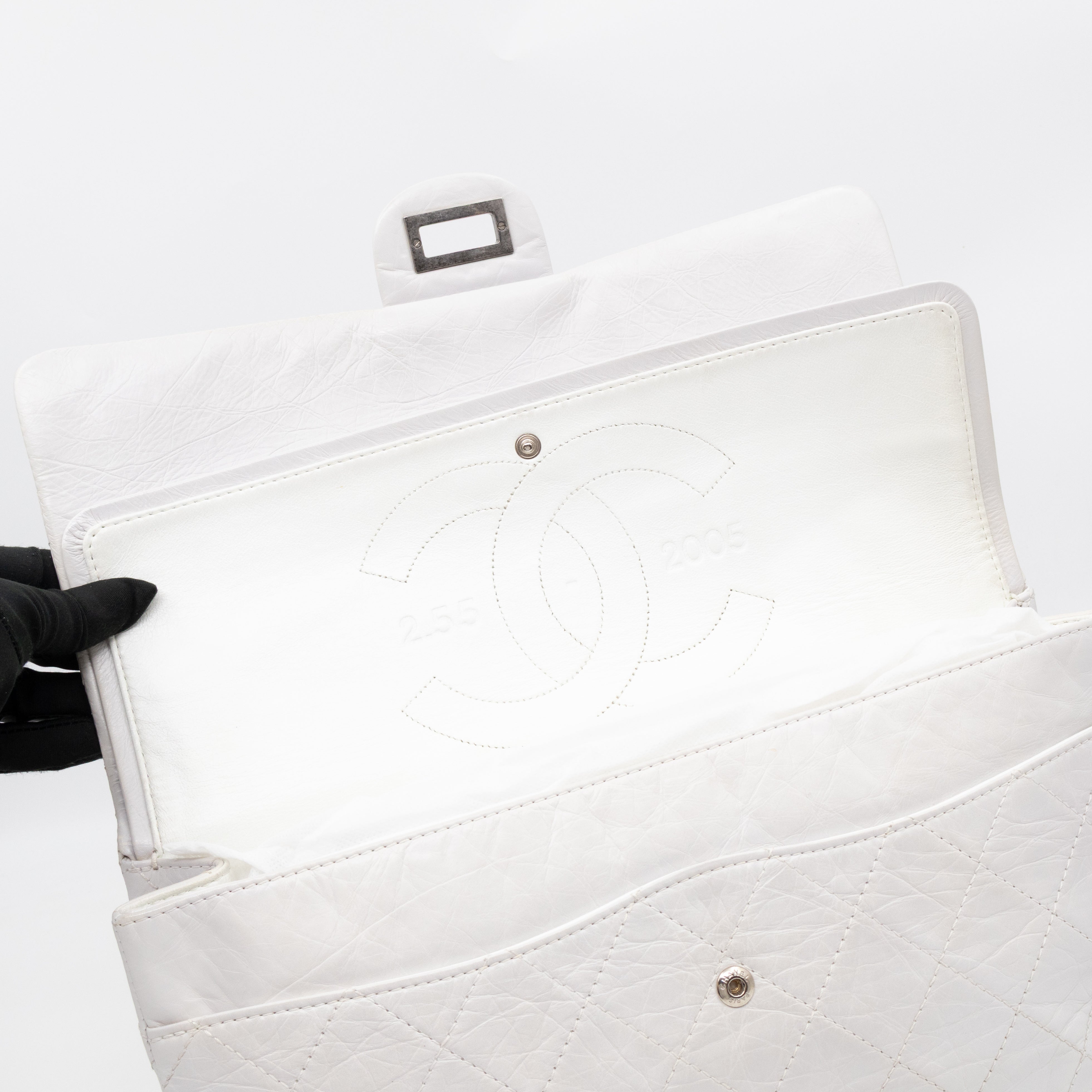 2.55 Reissue 228 Double Flap Bag White Leather