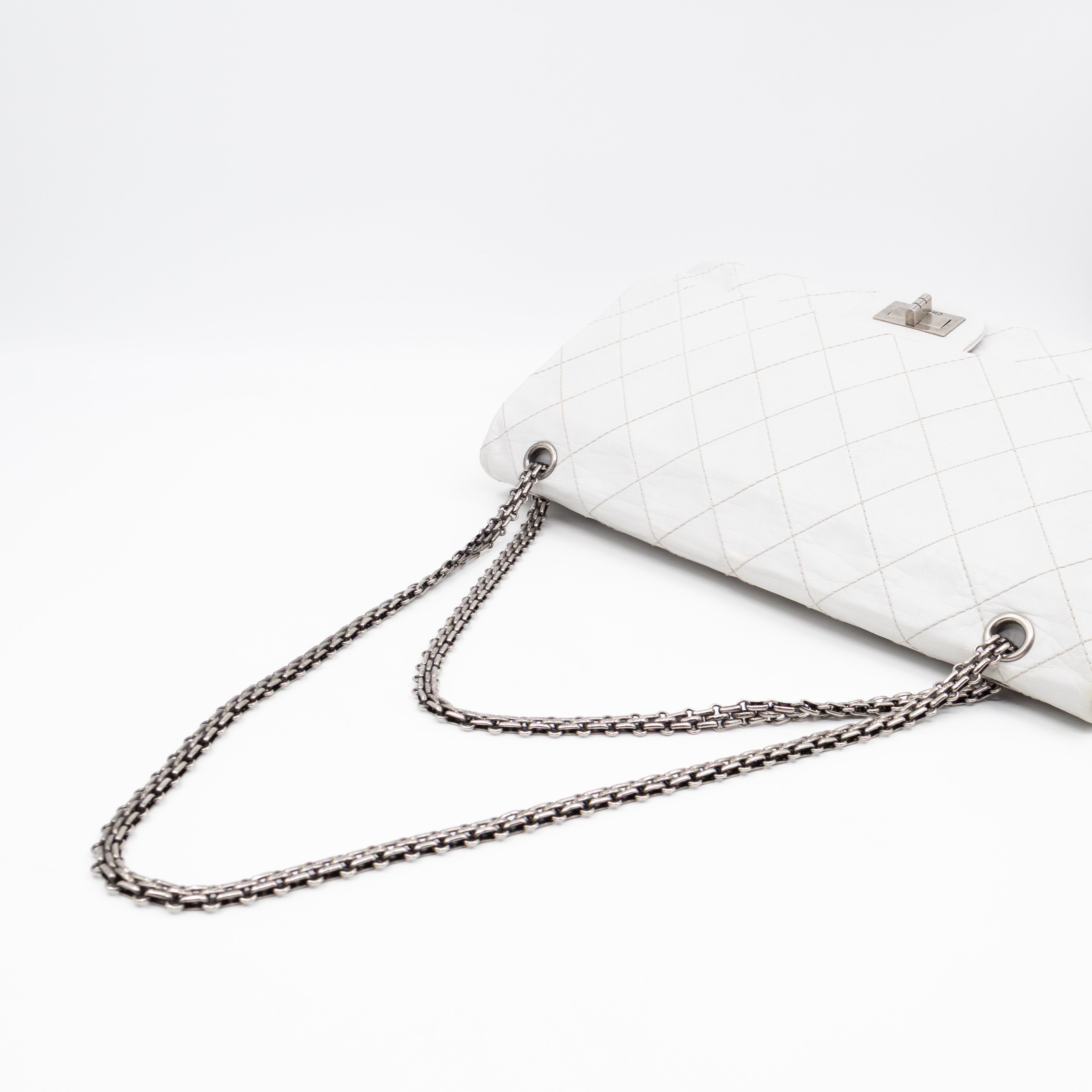 2.55 Reissue 228 Double Flap Bag White Leather