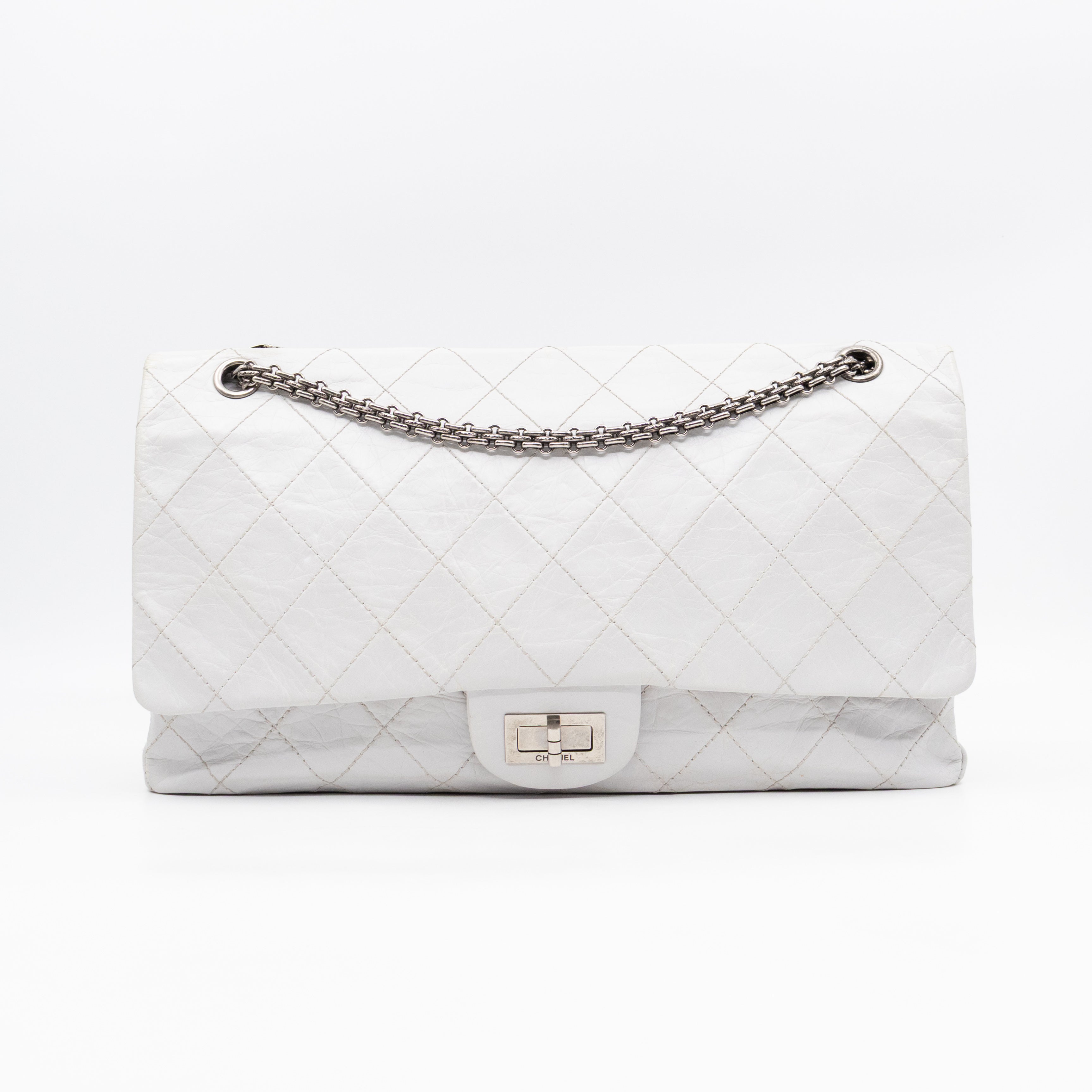 2.55 Reissue 228 Double Flap Bag White Leather