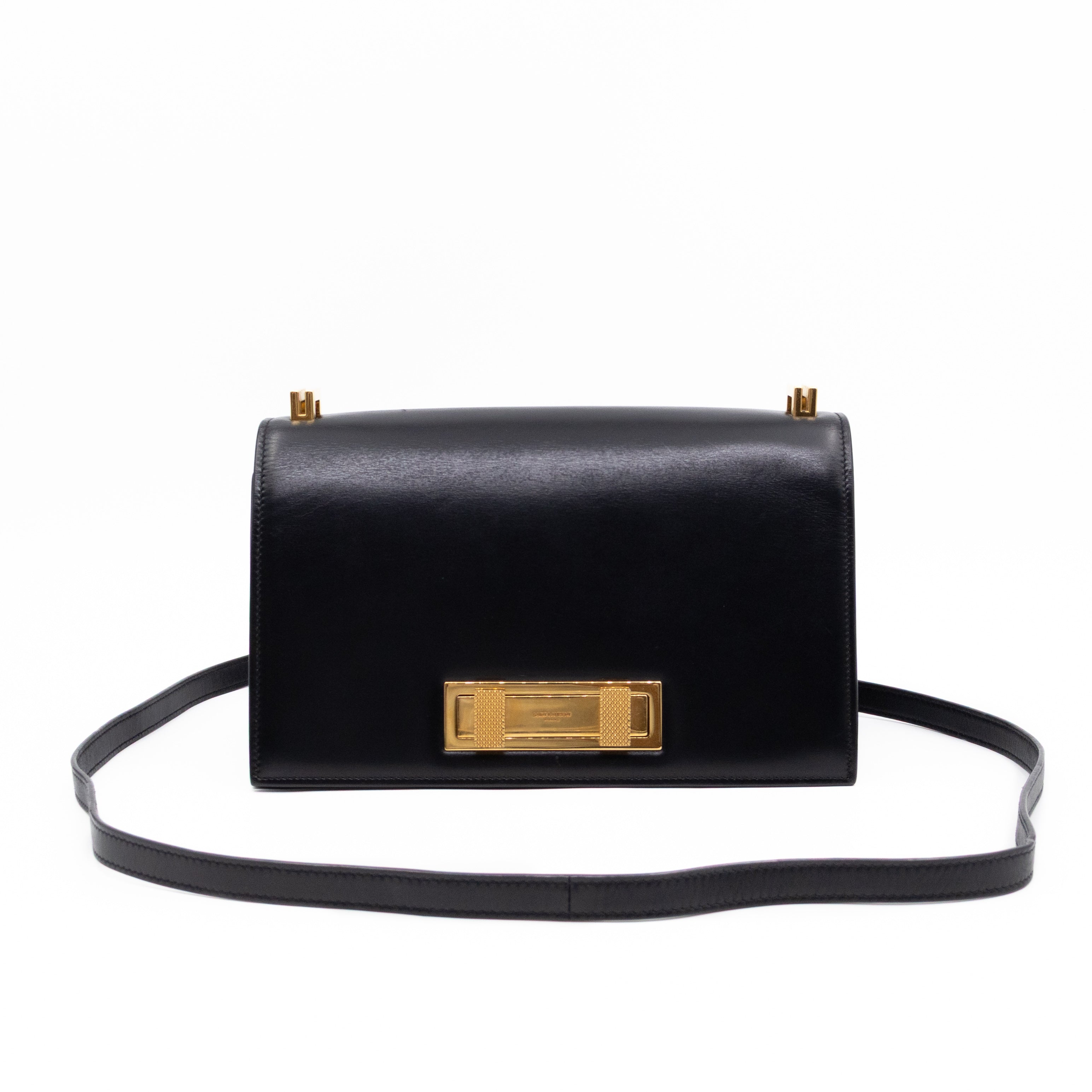 Domino Medium Shoulder Bag Black Smooth Leather