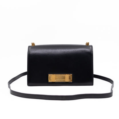 Domino Medium Shoulder Bag Black Smooth Leather
