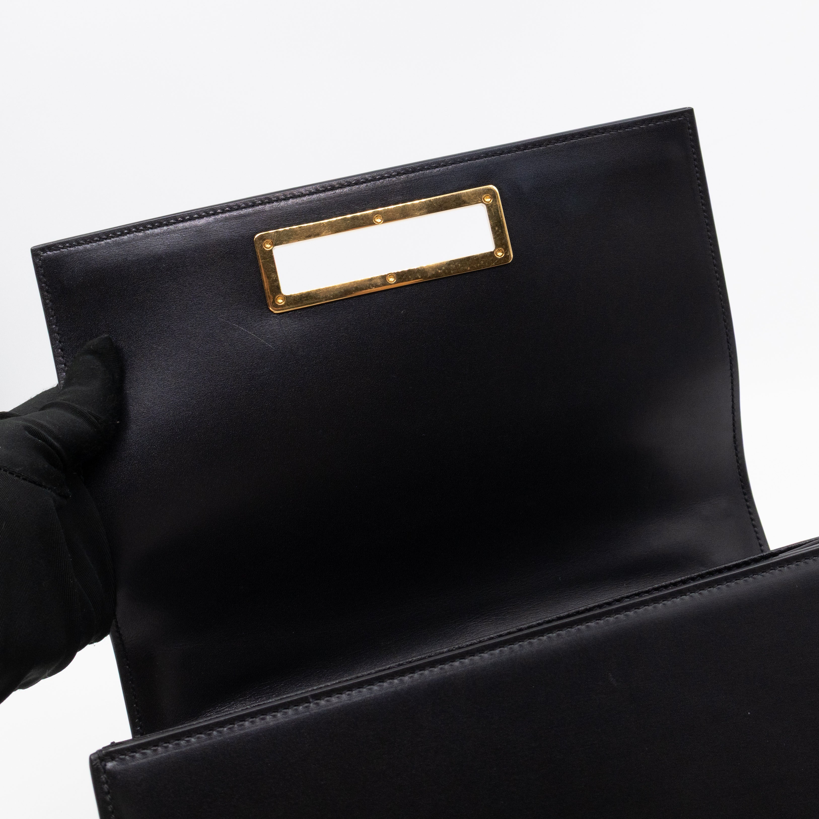 Domino Medium Shoulder Bag Black Smooth Leather