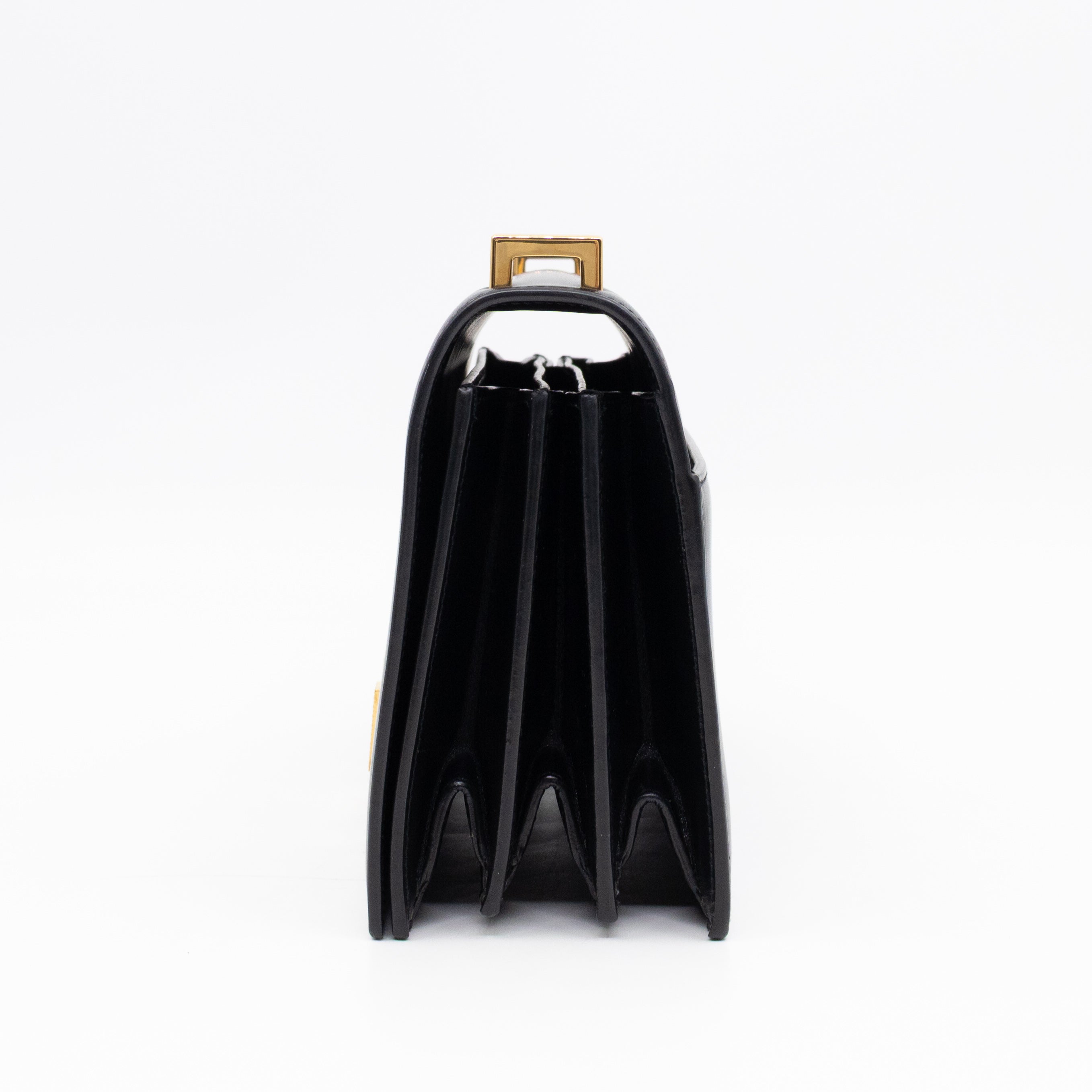 Domino Medium Shoulder Bag Black Smooth Leather