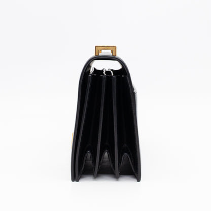 Domino Medium Shoulder Bag Black Smooth Leather