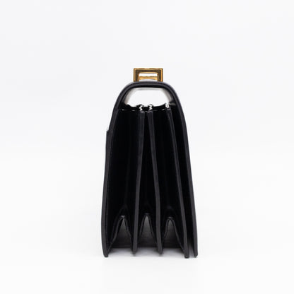 Domino Medium Shoulder Bag Black Smooth Leather