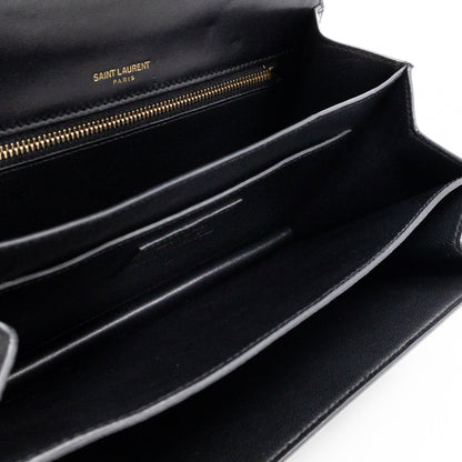 Domino Medium Shoulder Bag Black Smooth Leather