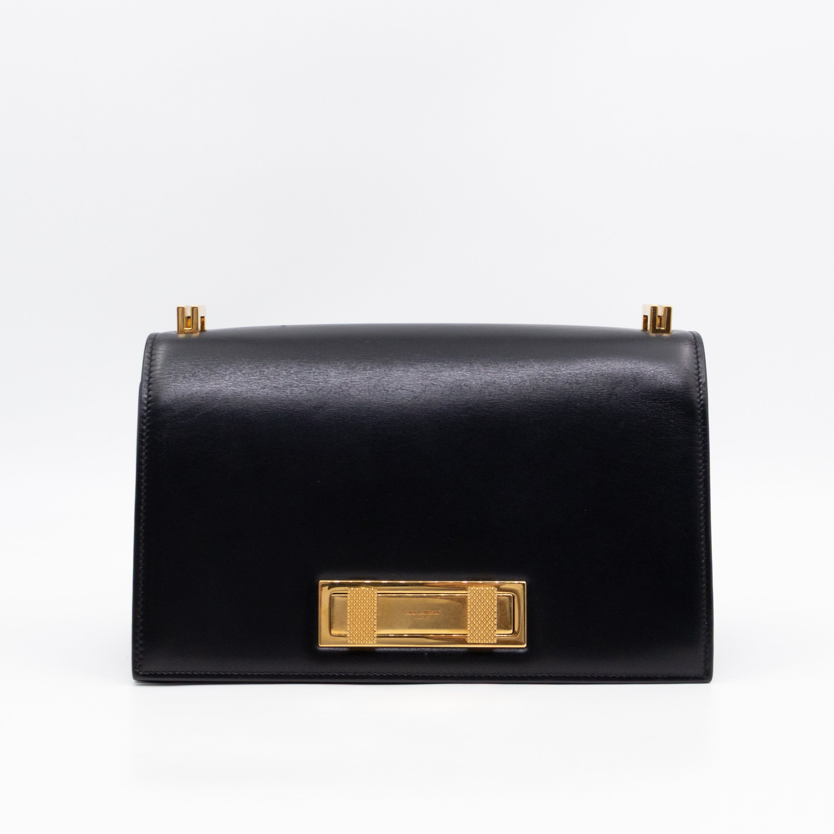 Domino Medium Shoulder Bag Black Smooth Leather