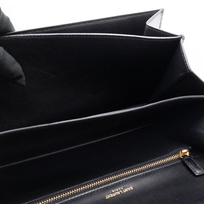 Domino Medium Shoulder Bag Black Smooth Leather