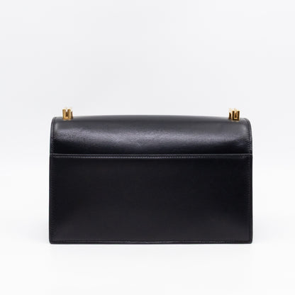 Domino Medium Shoulder Bag Black Smooth Leather