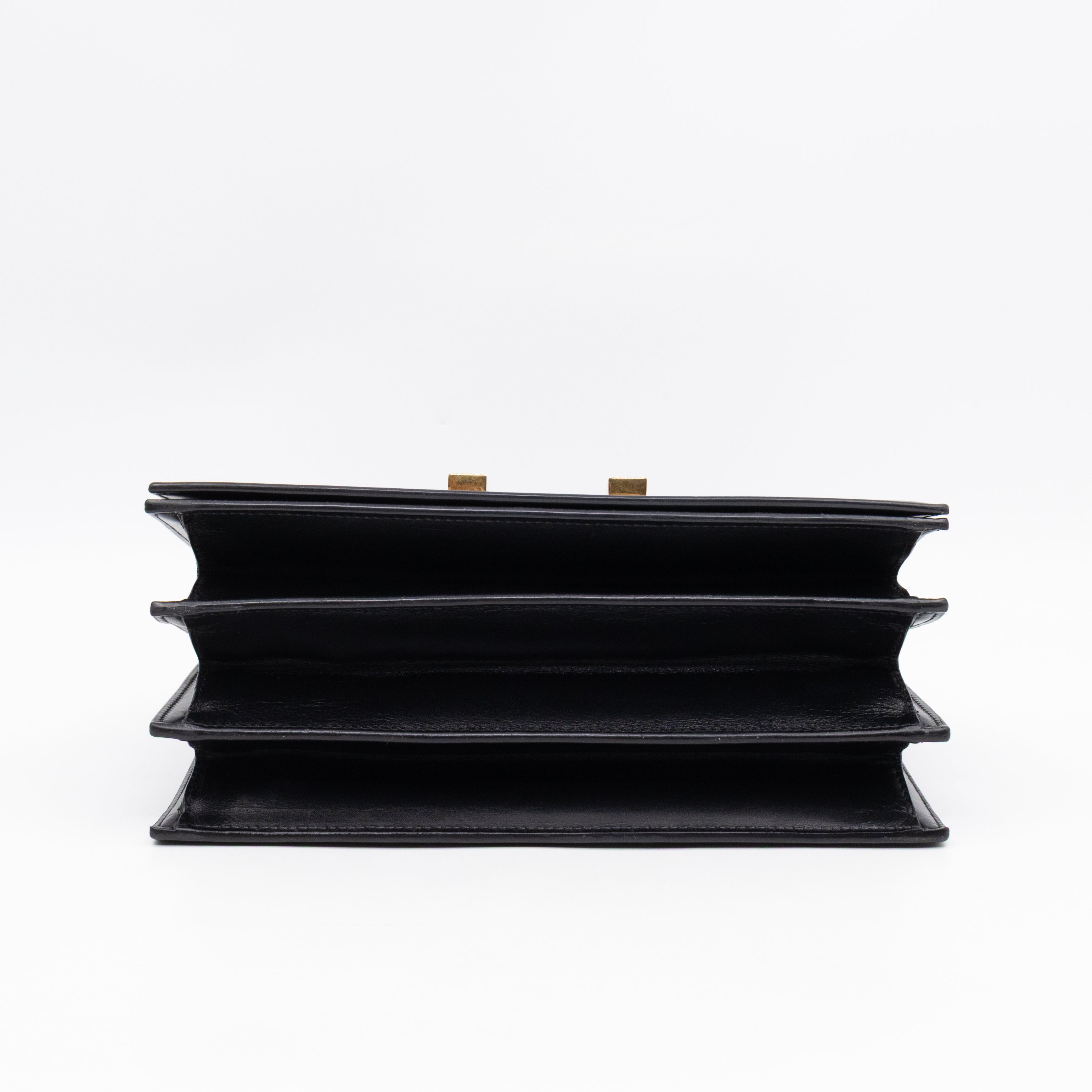 Domino Medium Shoulder Bag Black Smooth Leather