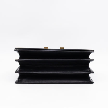 Domino Medium Shoulder Bag Black Smooth Leather