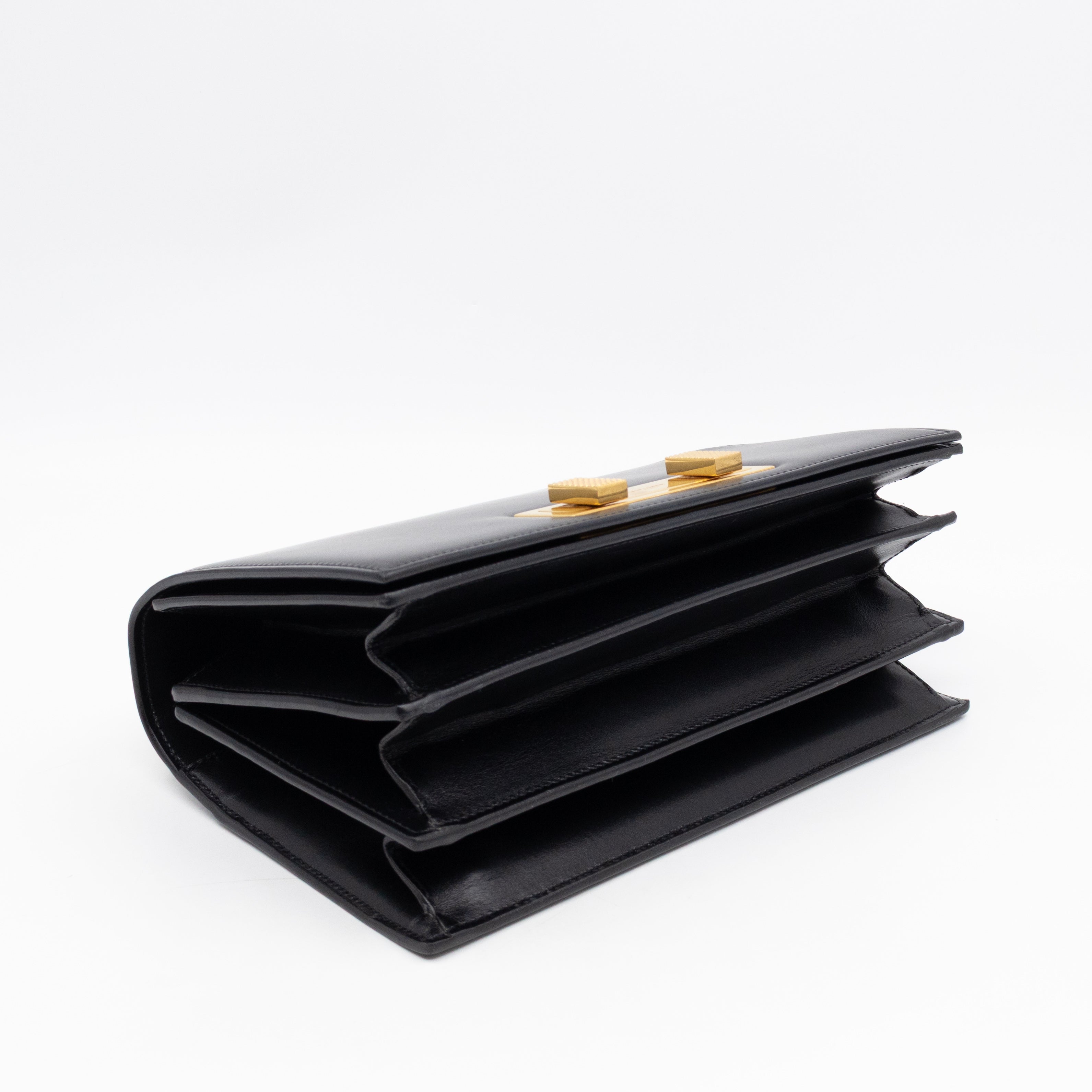 Domino Medium Shoulder Bag Black Smooth Leather