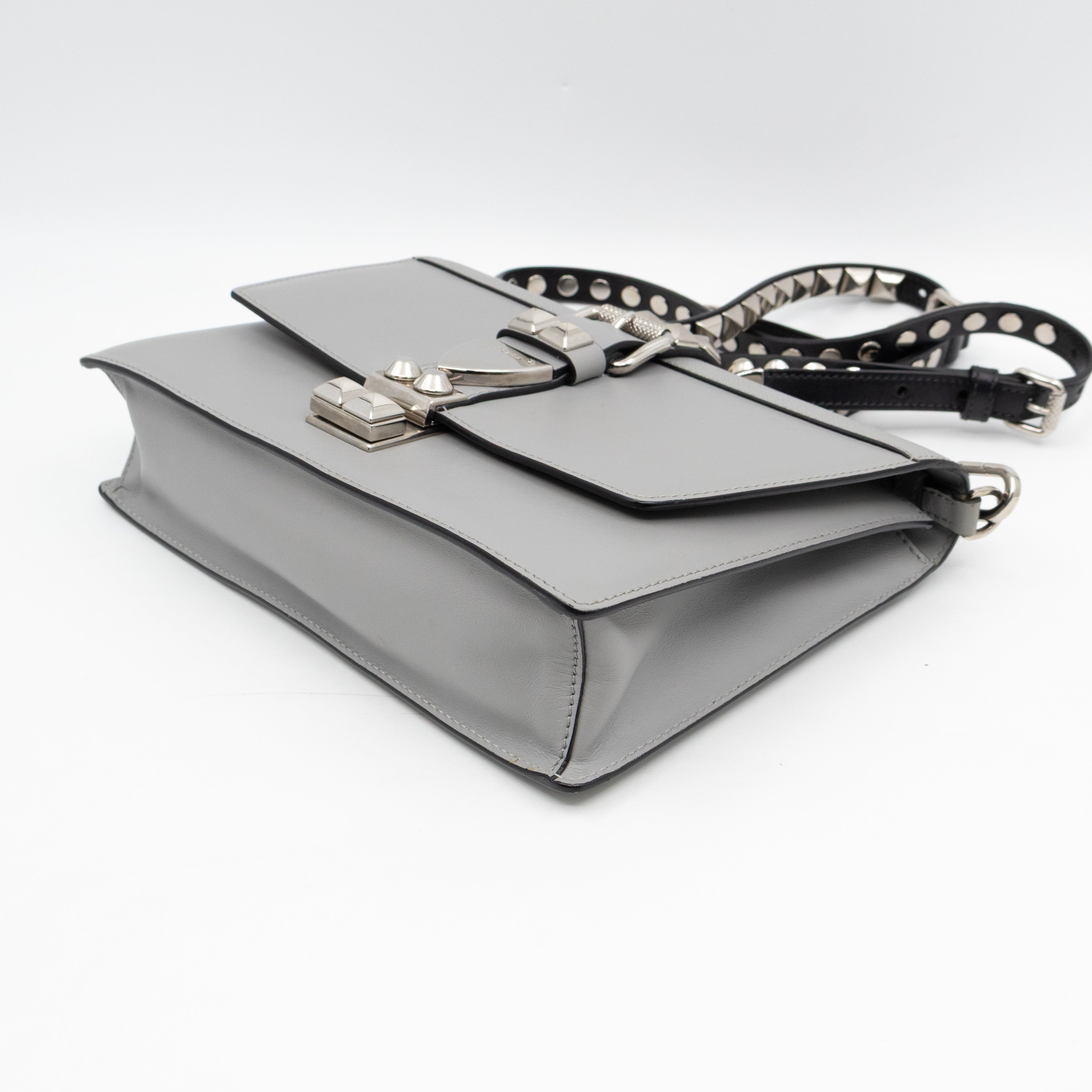 Elektra Studded Small Crossbody Bag Grey Leather