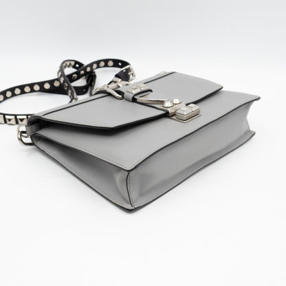 Elektra Studded Small Crossbody Bag Grey Leather