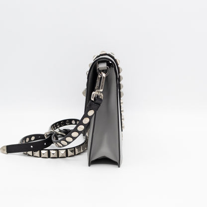 Elektra Studded Small Crossbody Bag Grey Leather