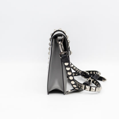 Elektra Studded Small Crossbody Bag Grey Leather