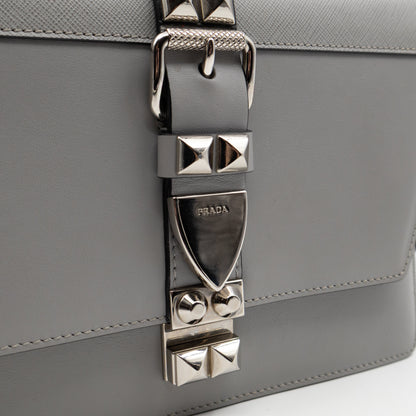 Elektra Studded Small Crossbody Bag Grey Leather