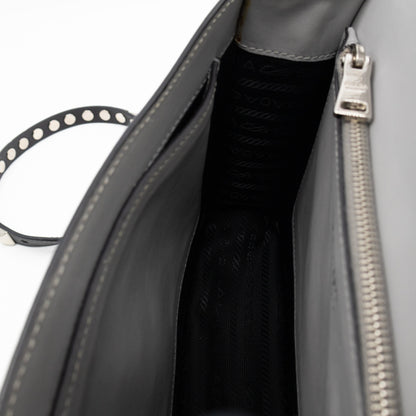 Elektra Studded Small Crossbody Bag Grey Leather