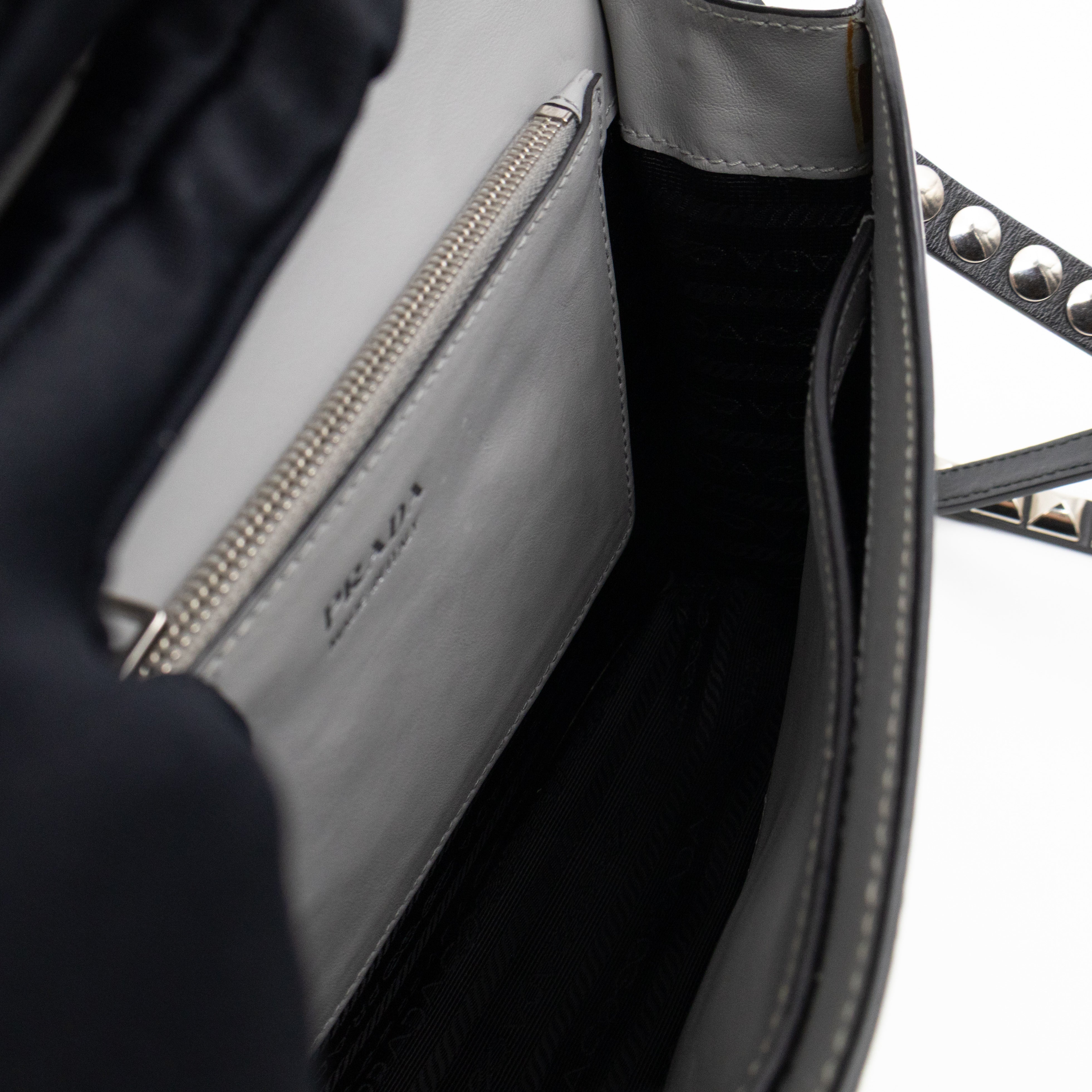 Elektra Studded Small Crossbody Bag Grey Leather