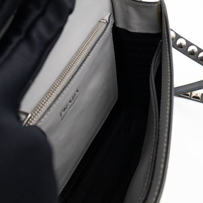 Elektra Studded Small Crossbody Bag Grey Leather