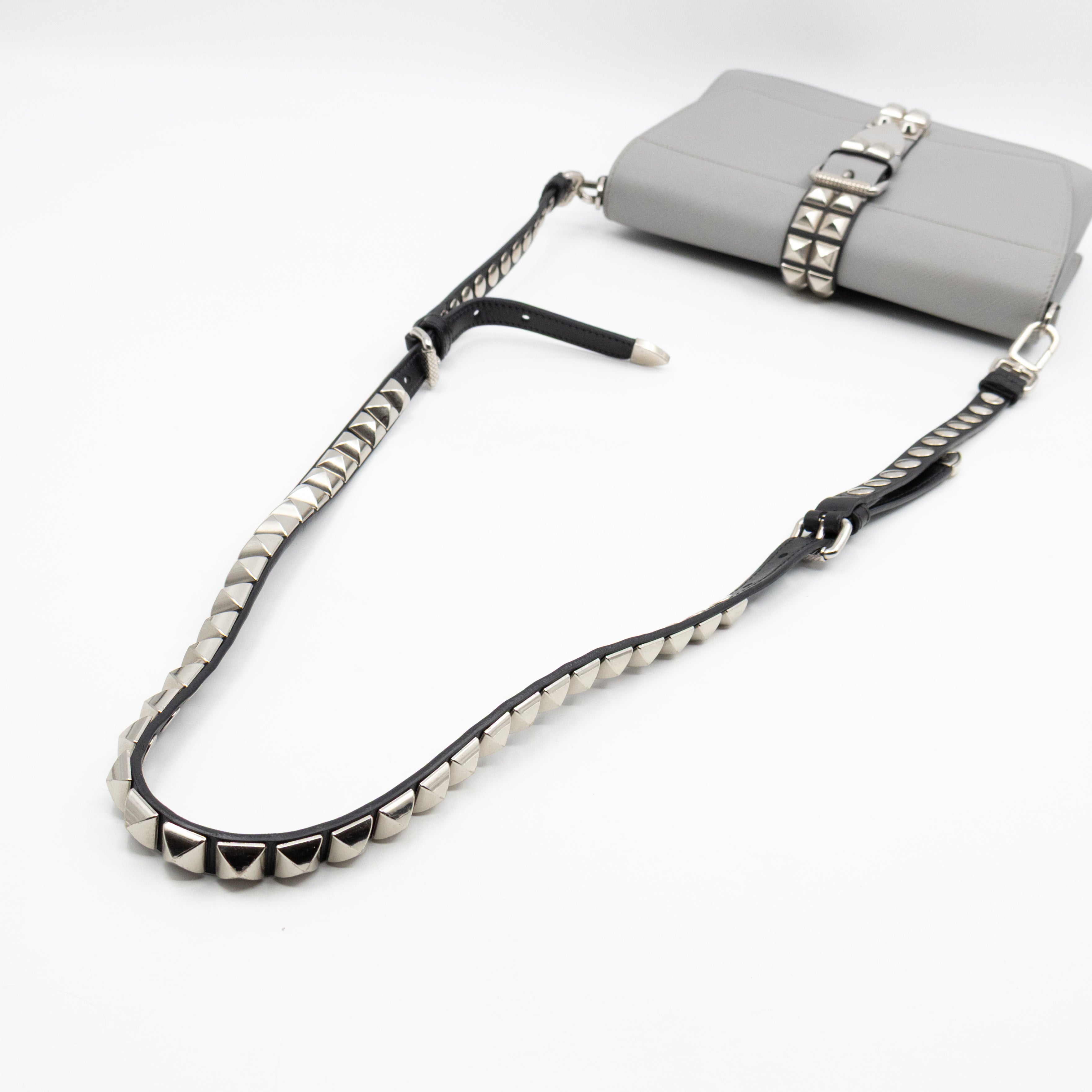 Elektra Studded Small Crossbody Bag Grey Leather