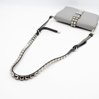 Elektra Studded Small Crossbody Bag Grey Leather