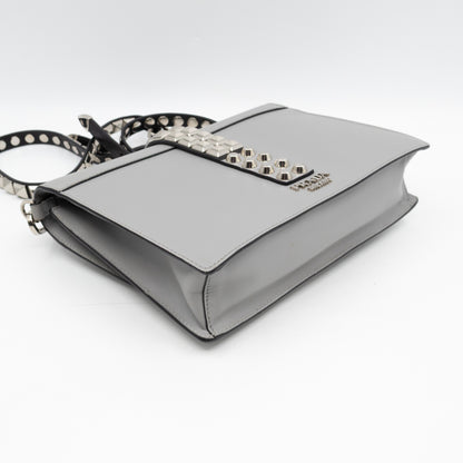 Elektra Studded Small Crossbody Bag Grey Leather