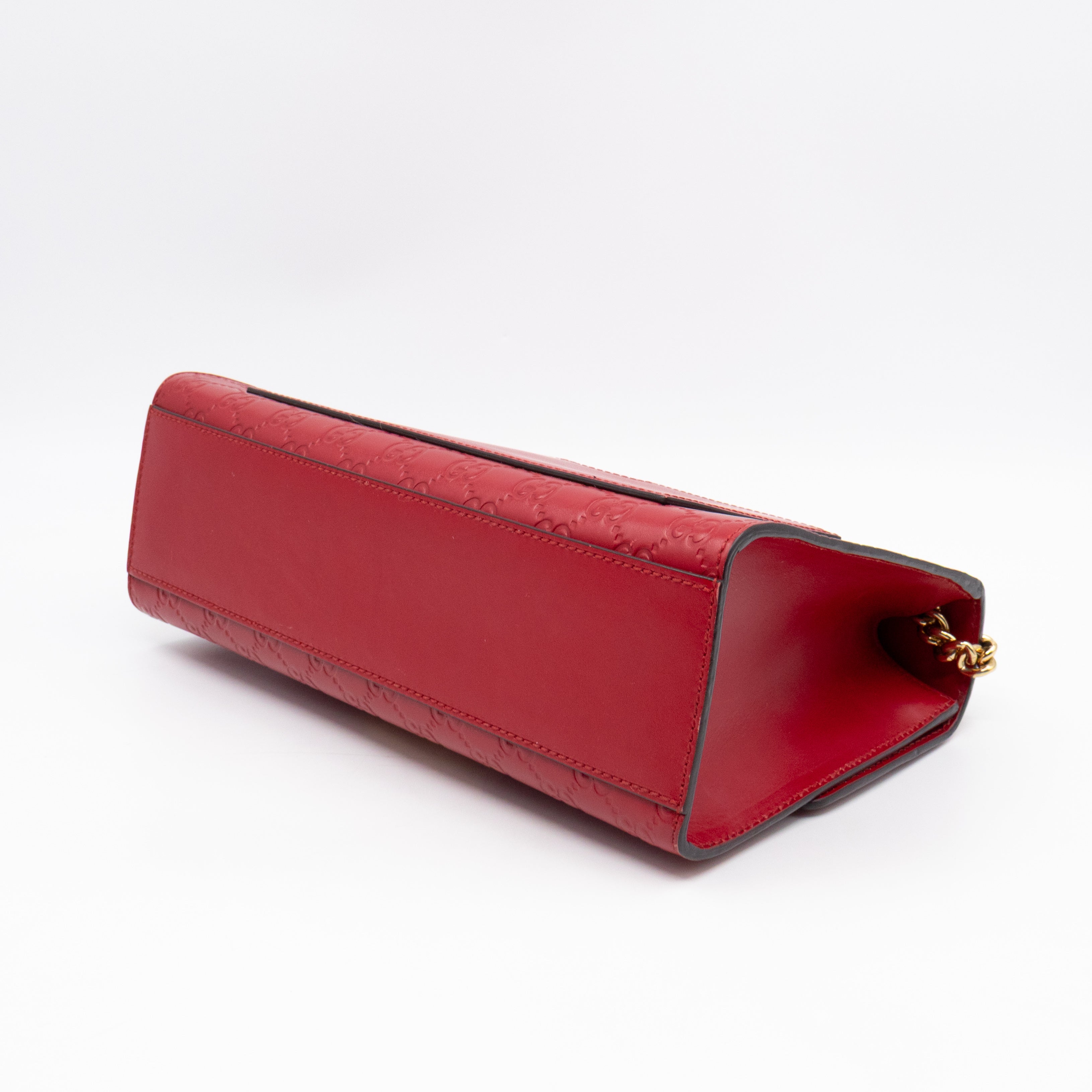 Padlock Flap Bag Medium Hibiscus Red GG Guccissima
