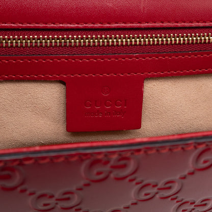 Padlock Flap Bag Medium Hibiscus Red GG Guccissima