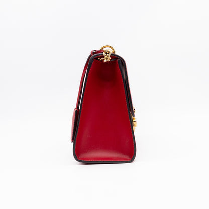 Padlock Flap Bag Medium Hibiscus Red GG Guccissima