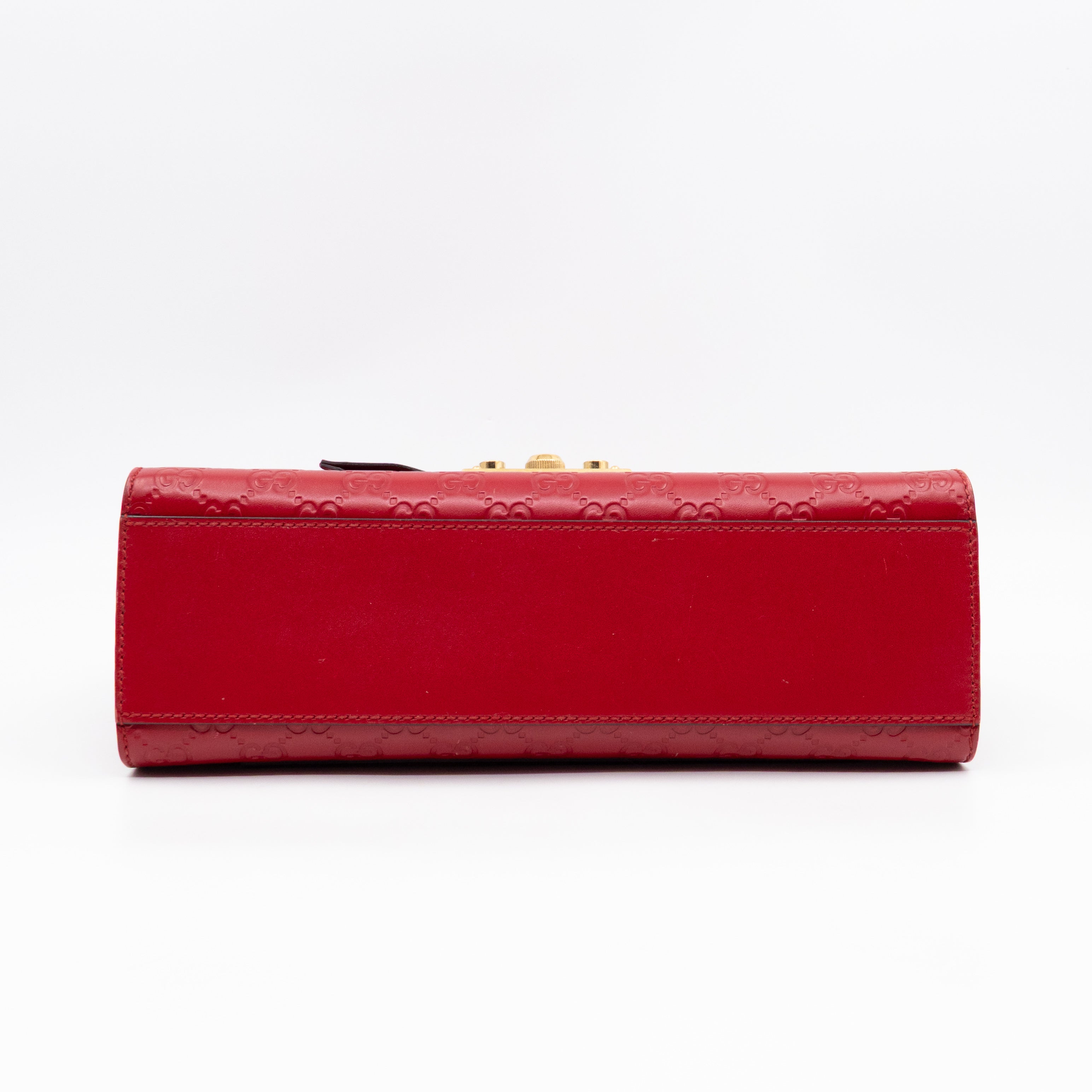 Padlock Flap Bag Medium Hibiscus Red GG Guccissima