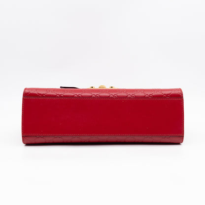 Padlock Flap Bag Medium Hibiscus Red GG Guccissima