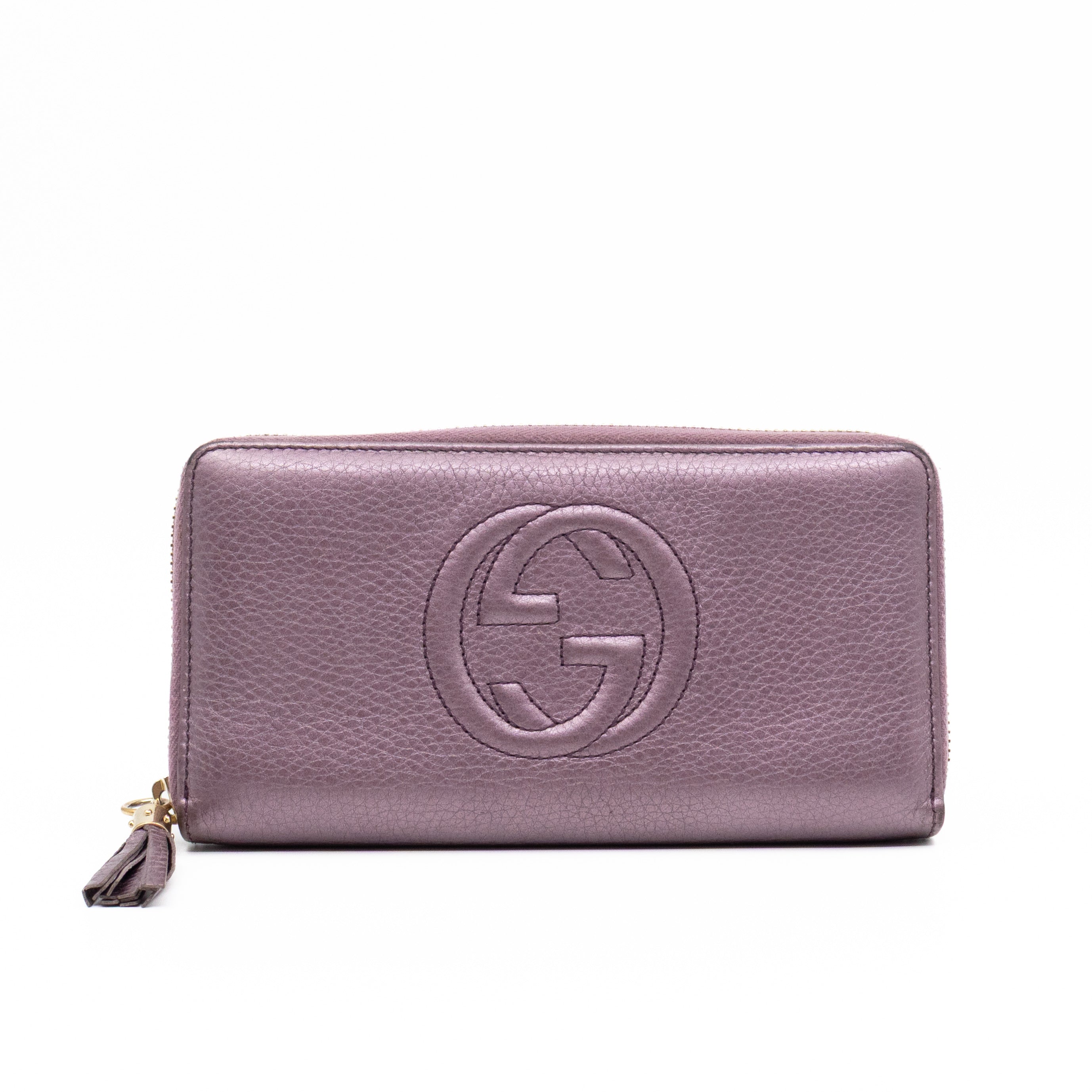 Soho Long Zip Around Wallet Purple Metallic Leather