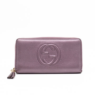 Soho Long Zip Around Wallet Purple Metallic Leather