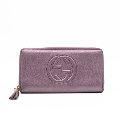 Soho Long Zip Around Wallet Purple Metallic Leather