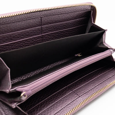 Soho Long Zip Around Wallet Purple Metallic Leather
