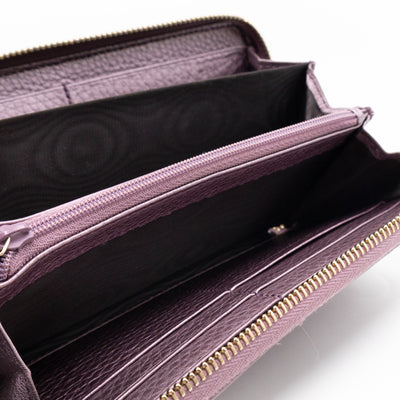 Soho Long Zip Around Wallet Purple Metallic Leather