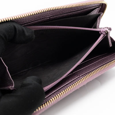Soho Long Zip Around Wallet Purple Metallic Leather