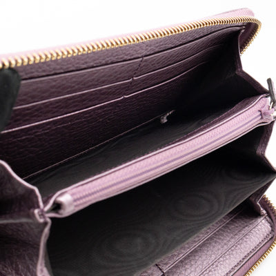 Soho Long Zip Around Wallet Purple Metallic Leather