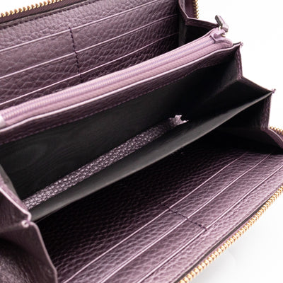 Soho Long Zip Around Wallet Purple Metallic Leather