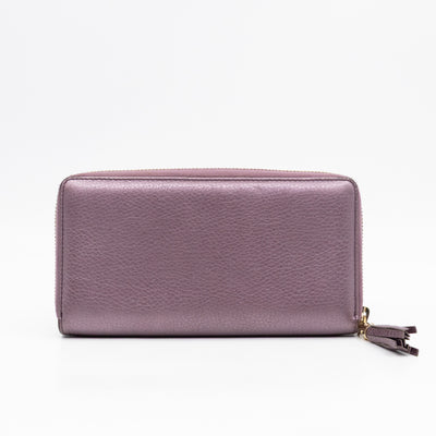 Soho Long Zip Around Wallet Purple Metallic Leather