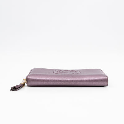 Soho Long Zip Around Wallet Purple Metallic Leather