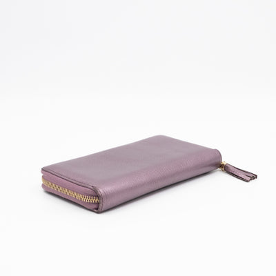 Soho Long Zip Around Wallet Purple Metallic Leather
