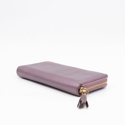 Soho Long Zip Around Wallet Purple Metallic Leather