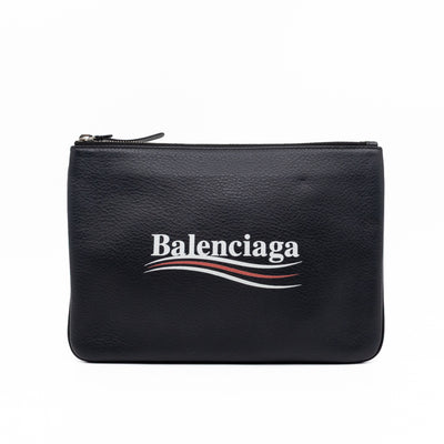 Campaign Clutch Black Leather