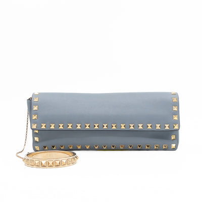 Rockstud Bangle Clutch Slate Blue Nappa Leather