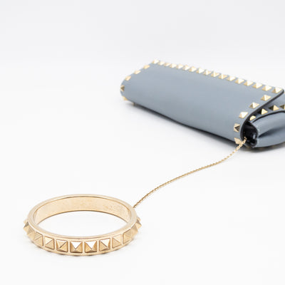 Rockstud Bangle Clutch Slate Blue Nappa Leather