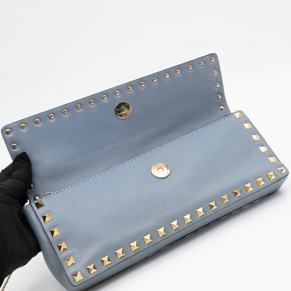 Rockstud Bangle Clutch Slate Blue Nappa Leather