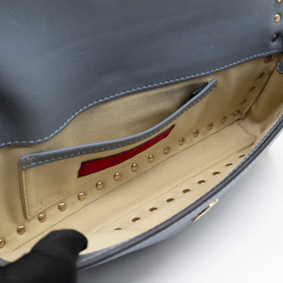 Rockstud Bangle Clutch Slate Blue Nappa Leather