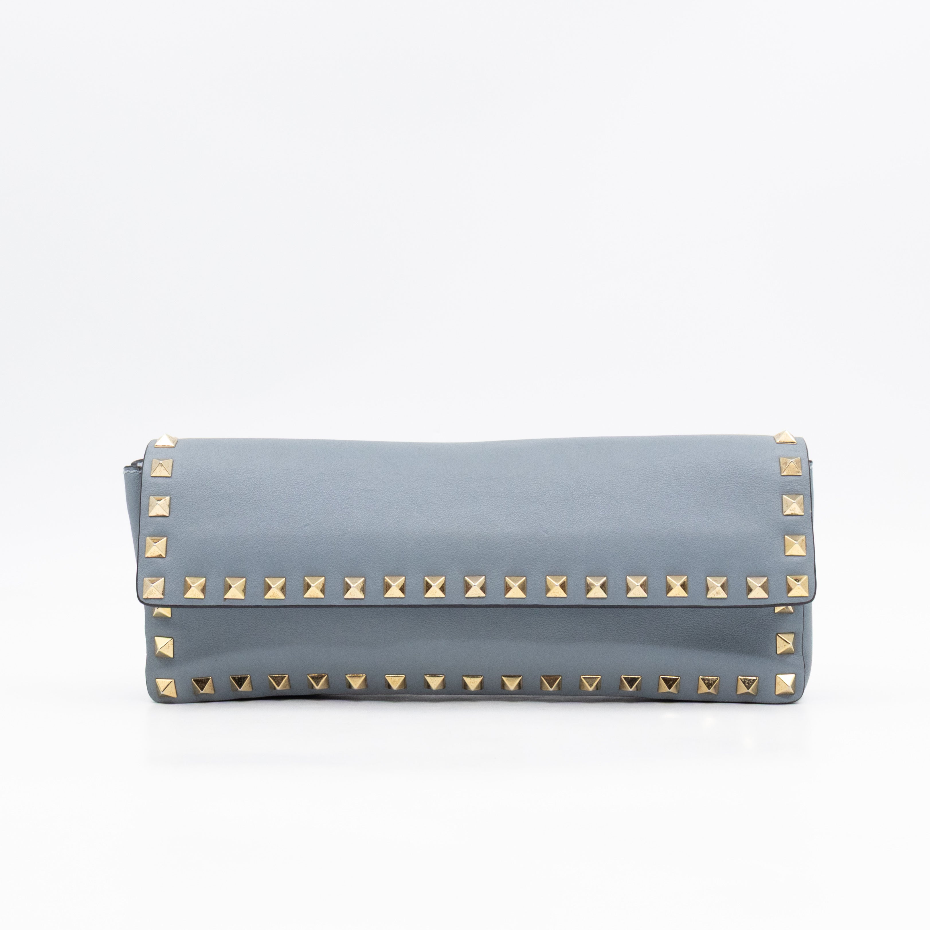 Rockstud Bangle Clutch Slate Blue Nappa Leather
